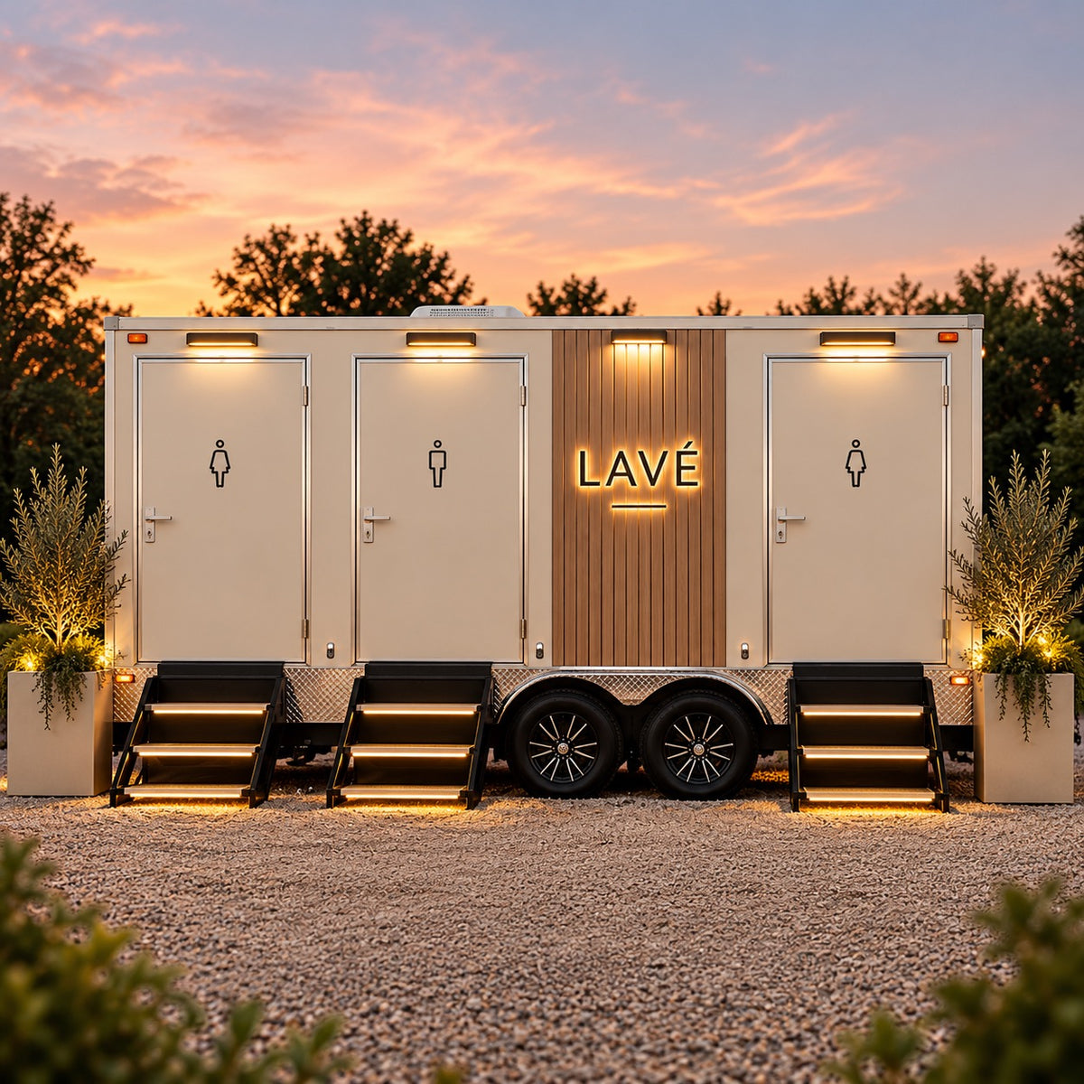 3-Stall Luxury Restroom Trailer Rental